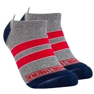 NWT MADE HERE University No Show Grey/Red Cotton Socks Unisex Socks, S/M